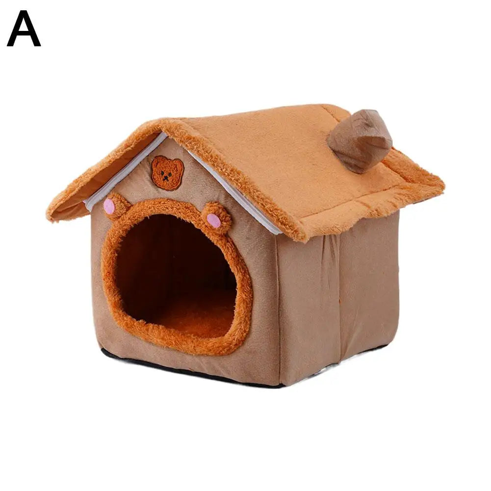 All Season Dog House Style Bed - Removable Washable Pet Bed for Small Dogs Teddy Winter Warm Cat Dog House