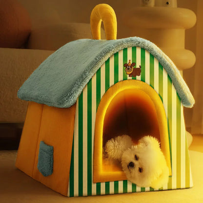 Thickened Closed Cat Bed Cave for Winter-Luxury Design Removable & Washable Secure for Cats & Dogs