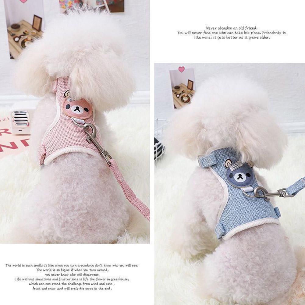 Lovely Small Pet Vest Chest Strap Dog Leash Traction Rope Walking Dog Cat Bunny Vest Harness Poodle Collar Leash Dog Accessories