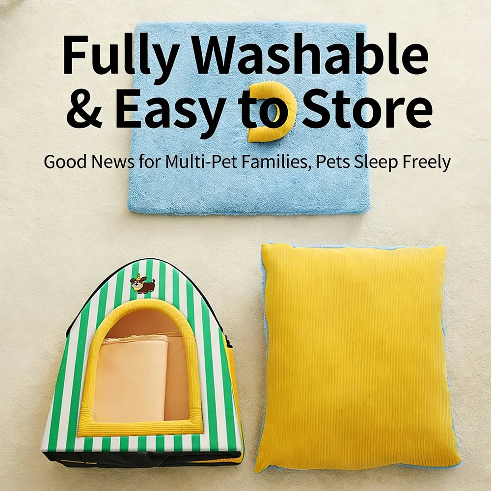 Thickened Closed Cat Bed Cave for Winter-Luxury Design Removable & Washable Secure for Cats & Dogs