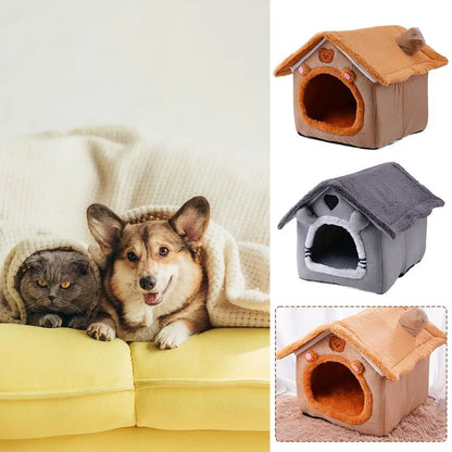 All Season Dog House Style Bed - Removable Washable Pet Bed for Small Dogs Teddy Winter Warm Cat Dog House