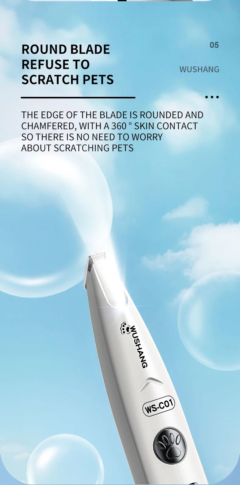 Pet Dog Electric Groomer Trimmer with LED Light Waterproof Pet Foot Hair Trimmer Low Noise Cat Dog Face Foot Ear Hip Paw Shaver