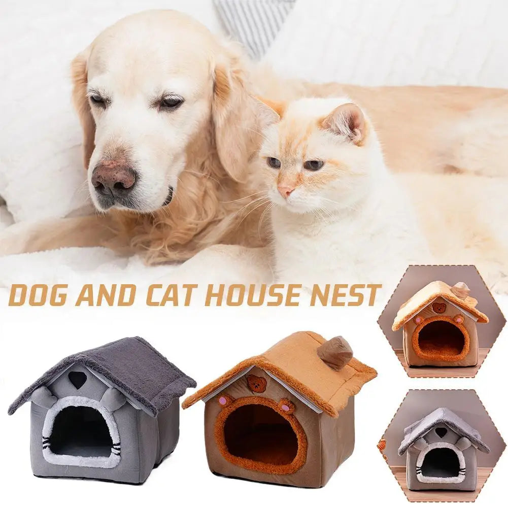 All Season Dog House Style Bed - Removable Washable Pet Bed for Small Dogs Teddy Winter Warm Cat Dog House