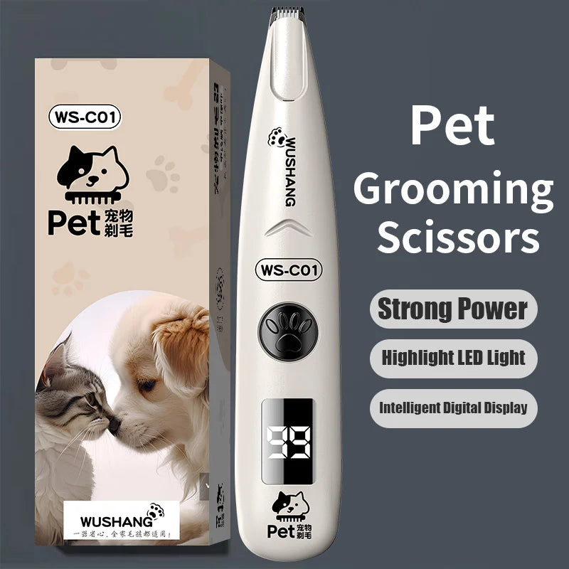 Pet Dog Electric Groomer Trimmer with LED Light Waterproof Pet Foot Hair Trimmer Low Noise Cat Dog Face Foot Ear Hip Paw Shaver