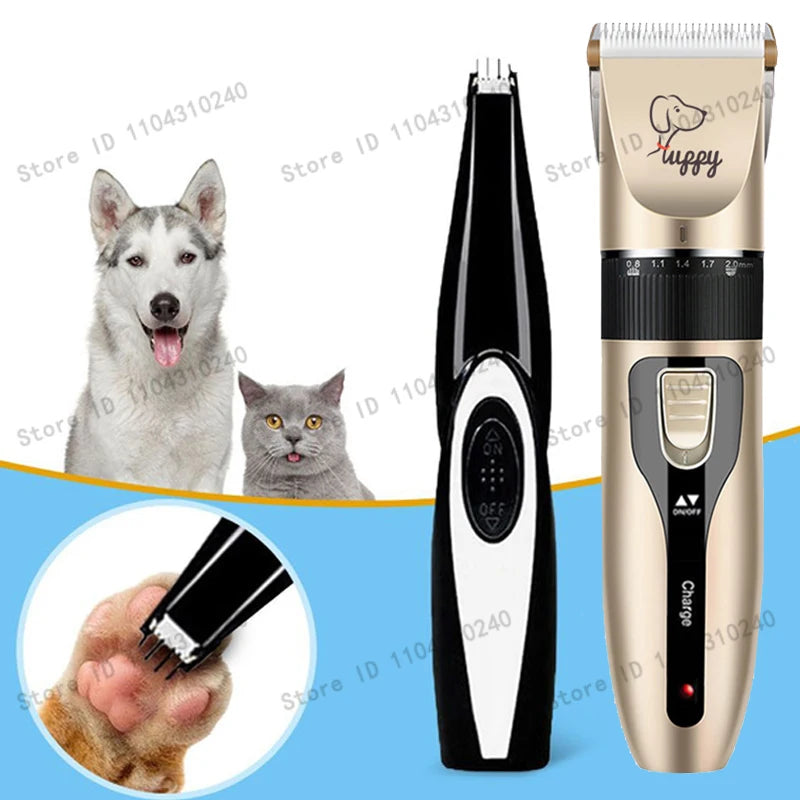 Electric Pet Clipper Grooming Kit for Dogs Reachageable Trimmer Haircut Cat Hair Cutting Remover Quiet Nail Grinder Machine Set
