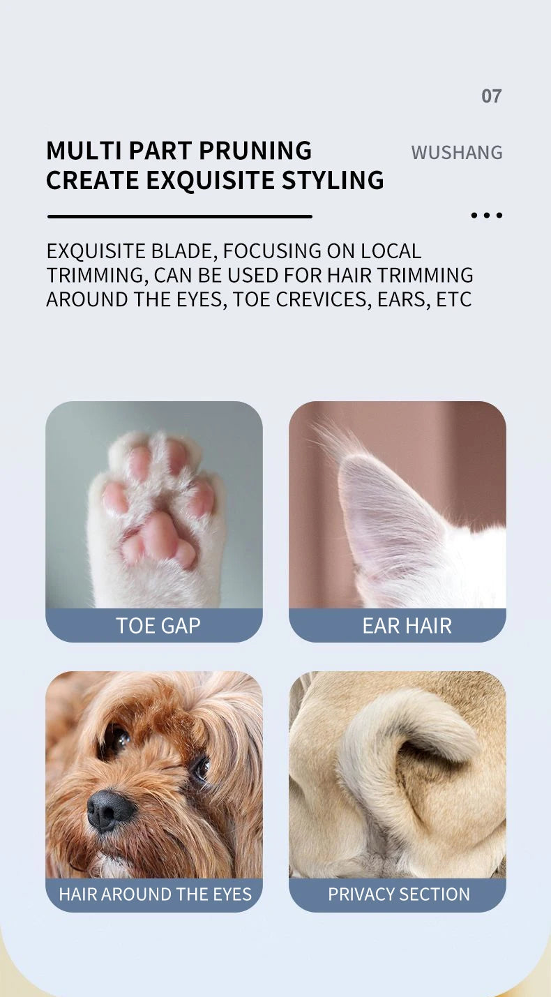 Pet Dog Electric Groomer Trimmer with LED Light Waterproof Pet Foot Hair Trimmer Low Noise Cat Dog Face Foot Ear Hip Paw Shaver
