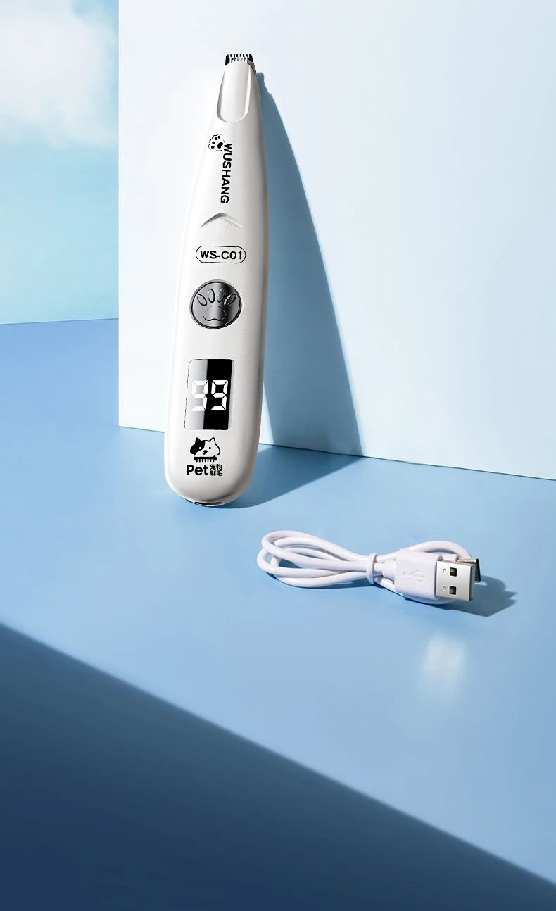 Pet Dog Electric Groomer Trimmer with LED Light Waterproof Pet Foot Hair Trimmer Low Noise Cat Dog Face Foot Ear Hip Paw Shaver