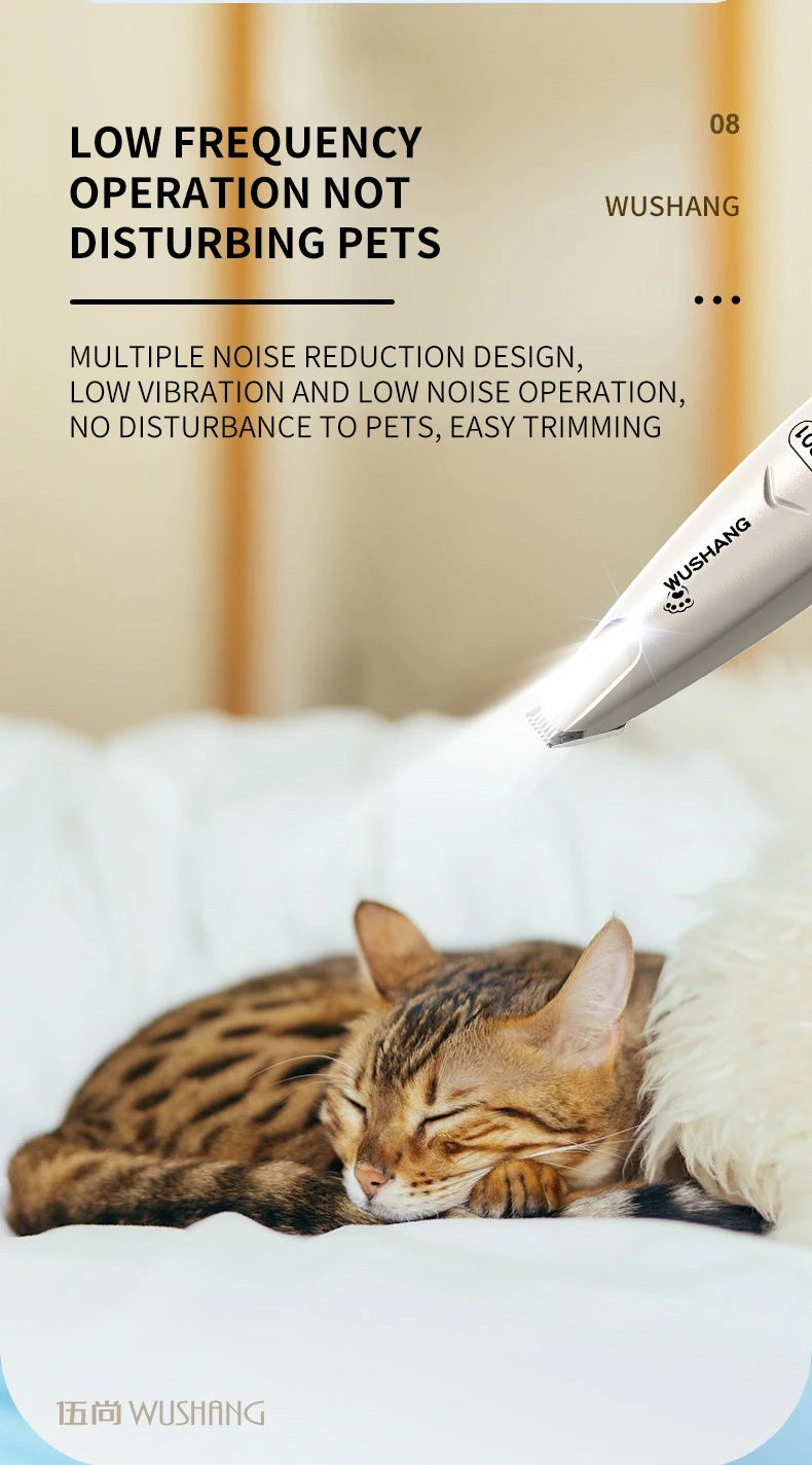 Pet Dog Electric Groomer Trimmer with LED Light Waterproof Pet Foot Hair Trimmer Low Noise Cat Dog Face Foot Ear Hip Paw Shaver