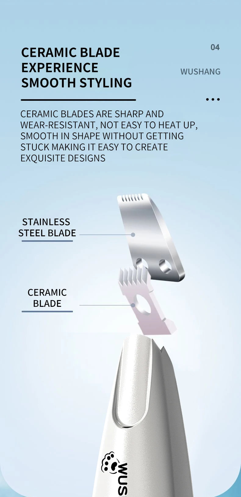 Pet Dog Electric Groomer Trimmer with LED Light Waterproof Pet Foot Hair Trimmer Low Noise Cat Dog Face Foot Ear Hip Paw Shaver