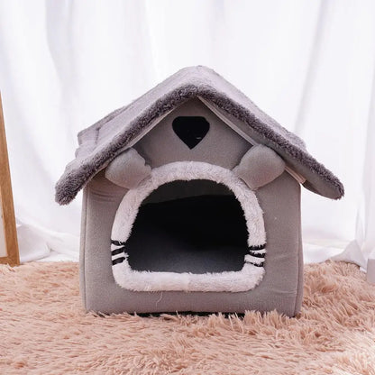 All Season Dog House Style Bed - Removable Washable Pet Bed for Small Dogs Teddy Winter Warm Cat Dog House