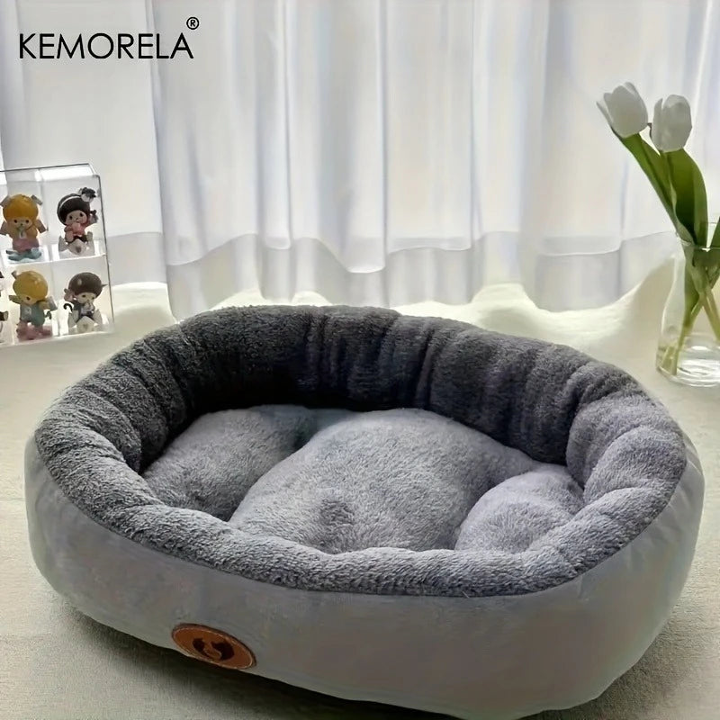 Plush Oval Pet Bed for Dogs and Cats, Thickened achine Washable All-Season Dog Cat Cushion for Small Medium Large Breeds