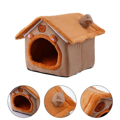 All Season Dog House Style Bed - Removable Washable Pet Bed for Small Dogs Teddy Winter Warm Cat Dog House