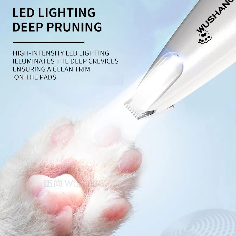 Pet Dog Electric Groomer Trimmer with LED Light Waterproof Pet Foot Hair Trimmer Low Noise Cat Dog Face Foot Ear Hip Paw Shaver